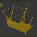 Wooden Ship Model With Detailed Masts Intricate Rigging And Green Base