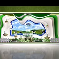Mengniu Window Display with Green Pasture Cows Blue Sky White Picket Fence and Milk Products
