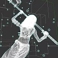 Woman In Warrior Attire Holding Large Axe With Orange Glowing Particles