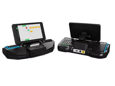 Dual POS Terminals Featuring Touch Screen Keypad And Connectivity Ports 3d model