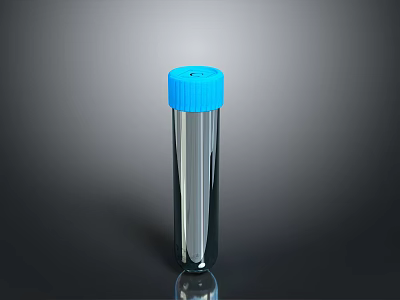 High Quality Industrial Stainless Steel Sample Storage Container With Blue Screw Cap 3d model