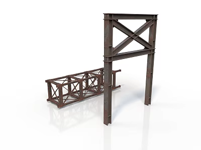 Sturdy Metal Industrial Equipment Frame with Vertical and Horizontal Cross Bracing Structure 3d model