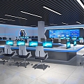 Modern Science and Technology Blue Network Office Large Office Area Science and Technology Large Screen Command Center 3d model