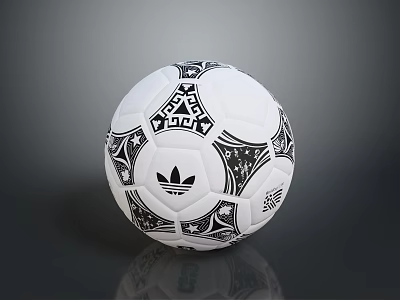 Adidas Soccer Ball With White Surface And Black Geometric Patterns And Logo 3d model