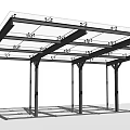 Modern Sunshade Structure Featuring Metal Frame And Transparent Roof Panels With Sturdy Poles