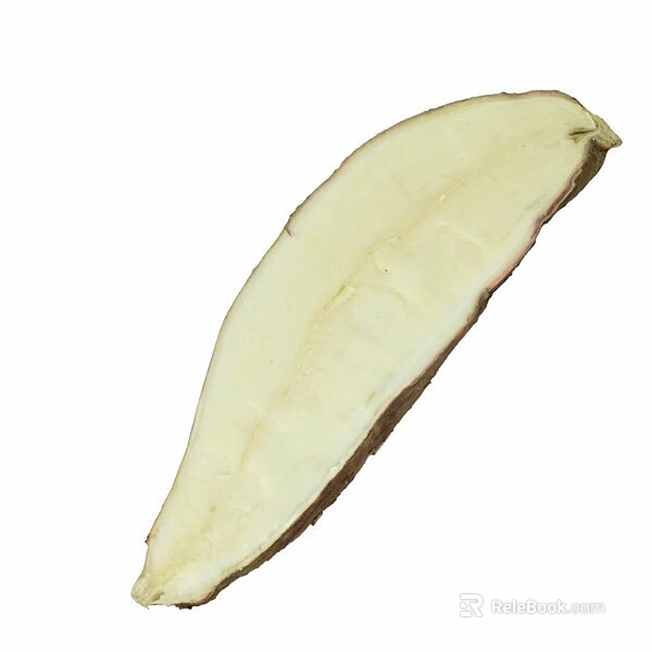 Close Up View Of Sliced Sweet Potato With White Flesh And Brown Skin 3d model 