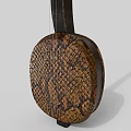 Traditional Wooden String Instrument With Long Neck Round Resonator And Tuning Pegs