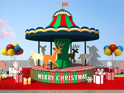Modern Merry-go-round Christmas Merry-go-round 3d model