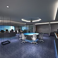 Modern Monitoring Room Interior With Control Desks Monitors And Chairs