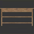 Wooden Console Table With Flat Top And Slatted Shelves For Home Decor
