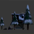 Commercial Outdoor Lighting Equipment For Snow Covered Wooden Cabins
