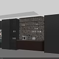 Modern Wine Cabinet With Glass Shelves LED Lighting And Decorative Patterns