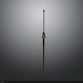 Long Traditional Spear Weapon With Wooden Shaft And Metal Spearhead