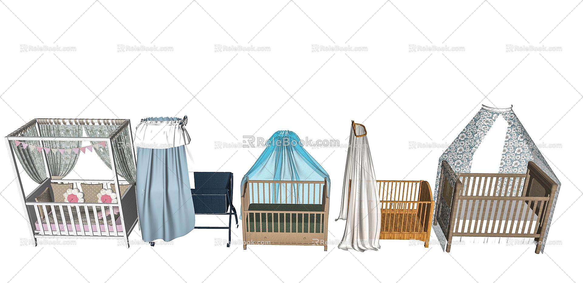 Modern Crib Newborn Bed Children's Bed Children's Furniture Children's Cradles Bed 3d model