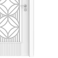 Light Gray Swing Door with Geometric Pattern Glass and Brass Handle for Interior Design 3d model