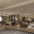 Modern Interior Living Space Design With Sofa Coffee Table Plants Decorative Paintings And Lighting Fixtures