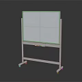 White Whiteboard With Metal Stand Placed On Black Floor And Reflection 3d model