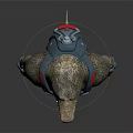 3D Detailed Muscular Crocodile Character With Blue Mechanical Armor Gear Standing Pose