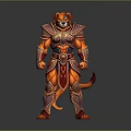 Fantasy Armored Dog Warrior Character In Red And Gold Armor Design