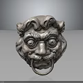 Vintage Metal Lion Head Door Knocker With Carved Mane And Ring Details