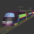 Modern Streamlined High-Speed Train with Blue Gray Body on Railway Track and Aerodynamic Windows Design