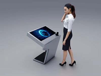Modern Public Facility Information Kiosk With Interactive Touchscreen Display For Public Use 3d model