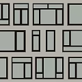 Casement Windows Various Design Styles With Black Frames And Transparent Glass Panels 3d model