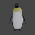 Cute Penguin With Black Head Yellow Neck And Pink Belly On Light Blue Background