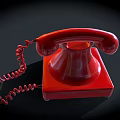Vintage Red Rotary Dial Telephone Classic Communication Device With Red Handset And Coiled Cord