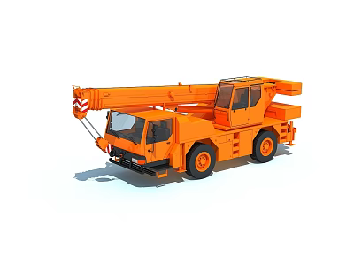 Orange Crane Truck with Extended Crane Arm and Spacious Cab for Construction Work 3d model