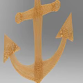 Golden Anchor Shaped Textured Decorative Ornament Set For Home Interior Decoration
