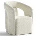 Modern Light Gray Upholstered Accent Chair With Curved Armrest And Comfortable Seat