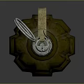 Green Military Grenade With Metal Pin Fuse And Ribbed Surface Design