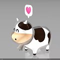 Cute Cartoon Cow Character Design With Black White Spots And Speech Bubble Containing Pink Heart