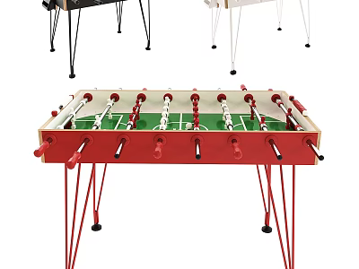 Foosball Table Sports Equipment Colorful Design Red Black White Legs Green Surface Player Rods 3d model