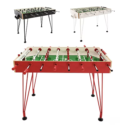 Foosball Table Sports Equipment Colorful Design Red Black White Legs Green Surface Player Rods 3d model