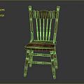 Red Traditional Wooden Chair With Carved Patterns And Slatted Back Design