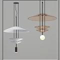 Modern Minimalist Hanging Pendant Lights With White Brown Layered Disc Design And Spherical Bulb