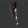 Black Axe With Red Cracks And Bone Handle Wrapped In Brown Straps