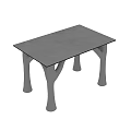 Modern Dining Table Set With Gray Smooth Tabletop And Tree Shaped Legs Design