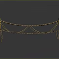 Golden Rope Bridge Structure With Wooden Planks Rope Railings And Decorative Pillars