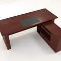 L Shaped Wooden Office Desk With Dark Brown Finish And Black Desktop Panel