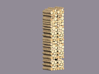 Creative Stone And Wood Stacked Decorative Structure With Layered Logs And Stone Pieces 3d model