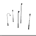 Various Street Lamp Designs With Metal Poles And Classic Lamp Heads