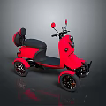 Red Electric Tricycle Motorcycle With Black Seat Rearview Mirrors And Alloy Wheels
