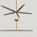 Modern Chandelier With Multiple LED Light Arms And Black Gold Metal Finish For Interior Design