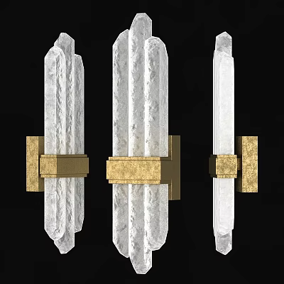 Elegant Glass Wall Sconces With Gold Brass Base And Cylindrical Design 3d model