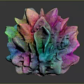 Colorful Wooden Stone Decorative Flower Shaped Sphere With Glossy Surface On Dark Background