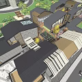 Modern Commercial Street With Attractive Architectural Design And Outdoor Seating Areas