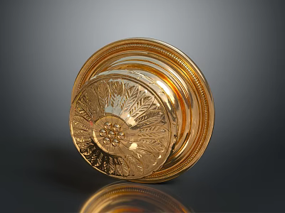 Golden Decorative Hardware Tool With Ornate Carved Patterns For Home Use 3d model